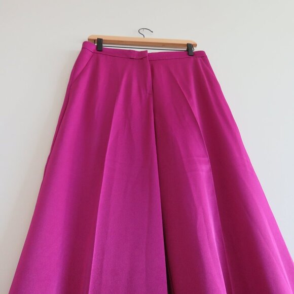 MARELLA Scorza High Rise Wide Leg Satin Pants in Purple Luxury - Size US 10 - Picture 7 of 11
